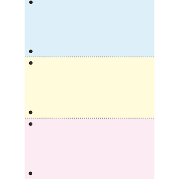 TANOSEE 汎用マルチタイププリンタ帳票 カラー用紙 A4 3分割 6穴 1箱(2500枚:500枚×5冊)