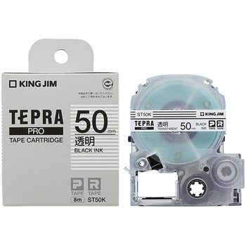 キングジム テプラ PRO テープカートリッジ 50mm 透明/黒文字 ST50K 1個