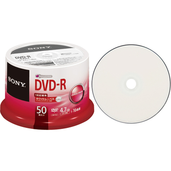 ソニー データ用DVD-R 4.7GB 1-16倍速 ホワイトワイドプリンタブル スピンドルケース 50DMR47TPP 1パック(50枚)