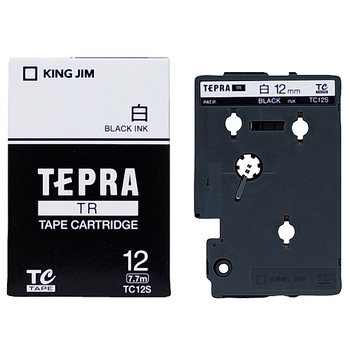 キングジム テプラ TR テープカートリッジ 12mm 白/黒文字 TC12S 1個