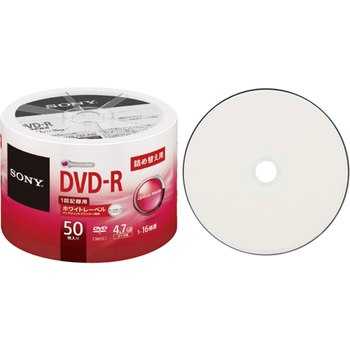 ソニー データ用DVD-R 4.7GB 1-16倍速 ホワイトワイドプリンタブル 詰替用 50DMR47TPB 1パック(50枚)