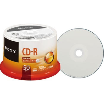 ソニー データ用CD-R 700MB 48倍速 ホワイトワイドプリンタブル スピンドルケース 50CDQ80TPP 1パック(50枚)
