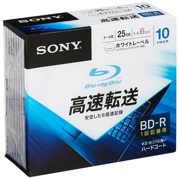 ソニー データ用BD-R 25GB 1-6倍速 ホワイトワイドプリンタブル 5mmスリムケース 10BNR1DCPS6 1パック(10枚)