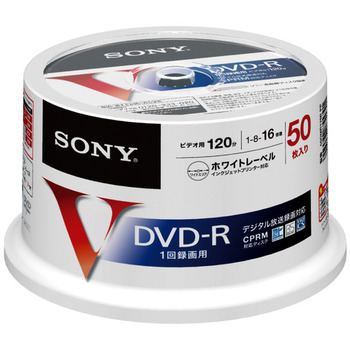ソニー 録画用DVD-R 120分 16倍速 ホワイトワイドプリンタブル スピンドルケース 50DMR12MLPP 1セット(300枚:50枚×6パック)