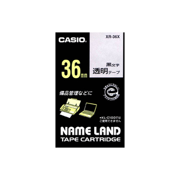 カシオ NAME LAND スタンダードテープ 36mm×8m 透明/黒文字 XR-36X 1個