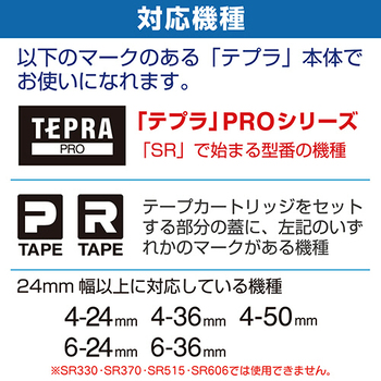 キングジム テプラ PRO テープカートリッジ ケーブル表示ラベル 24mm 白/黒文字 SV24KN 1個