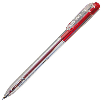 TANOSEE ノック式なめらかインク油性ボールペン グリップなし 0.5mm 赤 (軸色:クリア) 1セット(100本:10本×10パック)