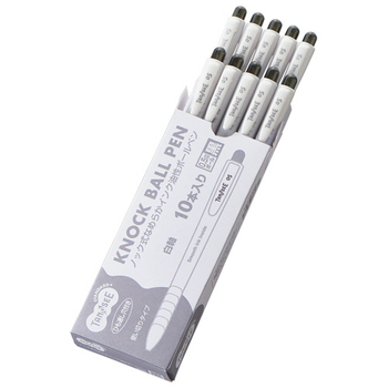 TANOSEE ノック式なめらかインク油性ボールペン グリップなし 0.5mm 黒 (軸色:白) 1セット(100本:10本×10パック)