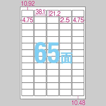 TANOSEE 各種プリンタ対応ラベル スタンダードタイプ A4 65面 38.1×21.2mm 四辺余白付 角丸 1冊(100シート)