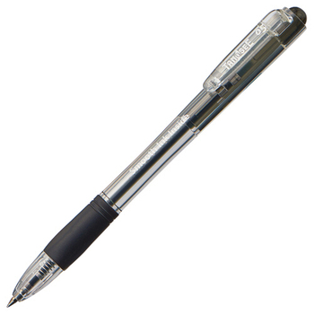 TANOSEE ノック式なめらかインク油性ボールペン グリップ付 0.5mm 黒 (軸色:クリア) 1セット(100本:10本×10パック)