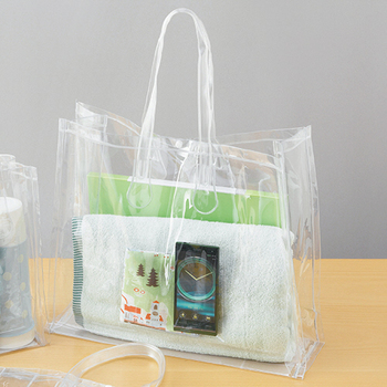TANOSEE 透明PVCバッグ A4ワイド ポケット・ホック付 1パック(10枚)