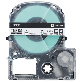 キングジム テプラ PRO テープカートリッジ 6mm 白/黒文字 SS6K-5P 1パック(5個)
