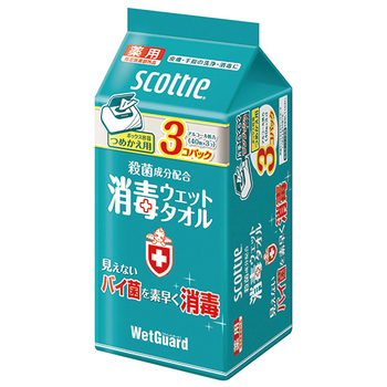 日本製紙クレシア スコッティ 消毒ウェットタオル つめかえ用 1パック(120枚:40枚×3個)