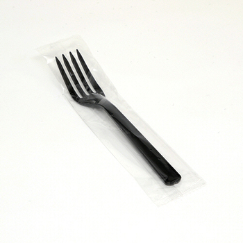 シモジマ HEIKO プラスチックフォーク 16cm 黒 単袋 #004513024 1セット(1000本:100本×10パック)
