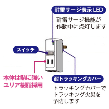 ELPA 耐雷サージ 節電アダプター 2個口 A-S200B(W) 1個