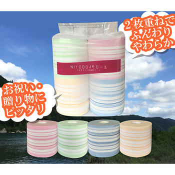 和光製紙 NIYODO4色ロール ダブル 30m ストライプ柄 1パック(8ロール)
