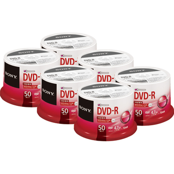 ソニー データ用DVD-R 4.7GB 1-16倍速 ホワイトワイドプリンタブル スピンドルケース 50DMR47TPP 1セット(300枚:50枚×6パック)