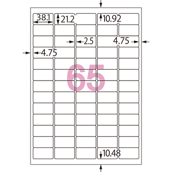 コクヨ カラーレーザー&カラーコピー用超耐水紙ラベル A4 65面 21.2×38.1mm LBP-WS6965 1冊(15シート)