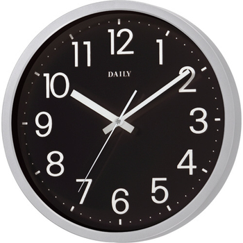 デイリー クオーツ掛時計 フラットフェイスDN シルバーメタリック(文字盤:ブラック) 4KGA06DN02 1台