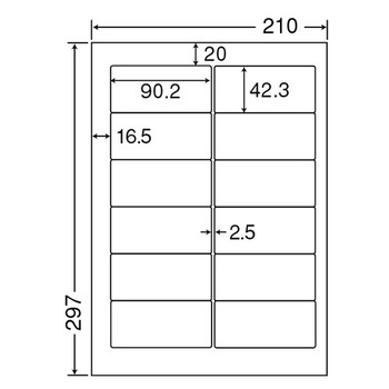 東洋印刷 ナナワード シートカットラベル マルチタイプ NEC対応 A4 12面 90.2×42.3mm 四辺余白付 NEA210 1箱(500シート:100シ