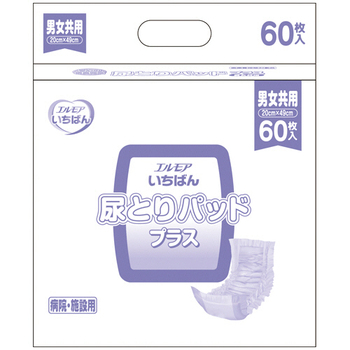 カミ商事 エルモア いちばん 尿とりパッドプラス 男女共用 1セット(360枚:60枚×6パック)