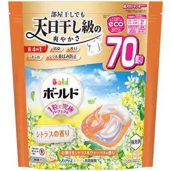P&G ボールド ジェルボール4D 心弾けるシトラス&ヴァーベナの香り つめかえ用 超メガジャンボサイズ 1パック(70個)