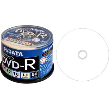 RiDATA データ用DVD-R 4.7GB 1-16倍速 ホワイトワイドプリンタブル スピンドルケース D-R16X47G.PW50SP B 1パック(50枚