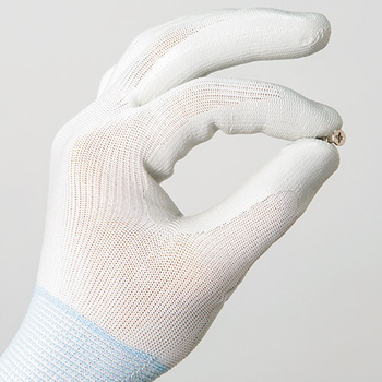 TANOSEE ニトリル 背抜き手袋 M ホワイト/グリーン 1セット(25双:5双×5パック)