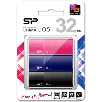 シリコンパワー USB2.0フラッシュメモリ Ultima U05 32GB SP096GBUF2U05VCM 1パック(3個)