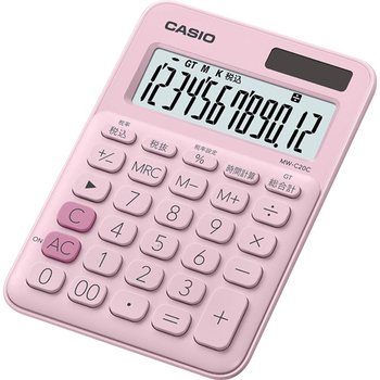 カシオ カラフル電卓 ミニジャストタイプ 12桁 ペールピンク MW-C20C-PK-N 1台