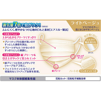 白元アース ビースタイル マスク プリーツタイプ 涼やか心地 ライトベージュ 1パック(5枚)