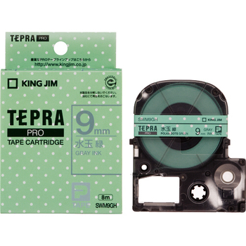 キングジム テプラ PRO テープカートリッジ 模様ラベル 9mm 水玉緑/グレー文字 SWM9GH 1個