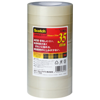 3M スコッチ 透明粘着テープ 18mm×35m 500-3-1835-10P 1パック(10巻)