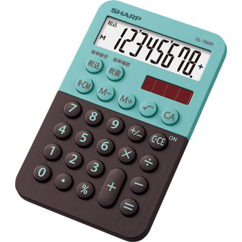 シャープ カラー・デザイン電卓 8桁 ミニミニナイスサイズ グリーン系 EL-760R-GX 1台