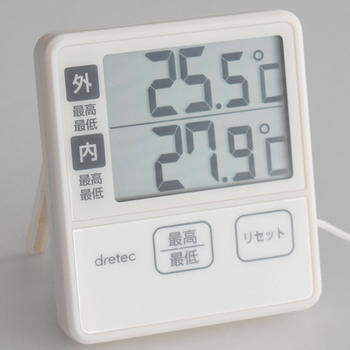 ドリテック 室内室外温度計 アイボリー O-285IV 1個