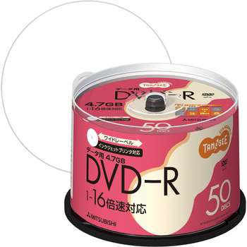 TANOSEE 三菱ケミカルメディア データ用DVD-R 4.7GB 1-16倍速 ホワイトワイドプリンタブル スピンドルケース DHR47JP50T 1パック