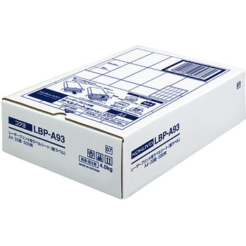コクヨ モノクロレーザープリンタ用 紙ラベル A4 20面 69.25×38mm LBP-A93 1冊(500シート)