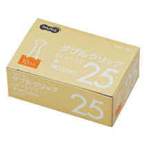 TANOSEE ダブルクリップ 中 口幅25mm オレンジ 1箱(10個)