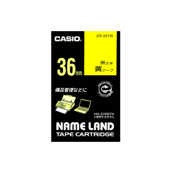 カシオ NAME LAND スタンダードテープ 36mm×8m 黄/黒文字 XR-36YW 1個