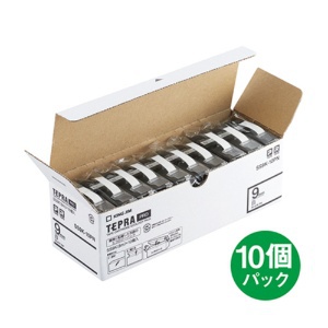 キングジム テプラ PRO テープカートリッジ 9mm 白/黒文字 エコパック SS9K-10PN 1セット(50個:10個×5パック)