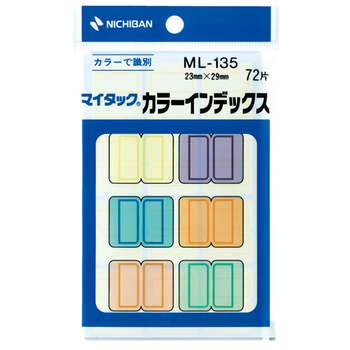 ニチバン マイタック カラーインデックス 中 23×29mm 6色 ML-135 1パック(72片:各色12片)