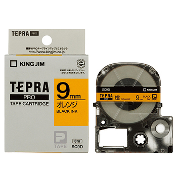 キングジム テプラ PRO テープカートリッジ パステル 9mm オレンジ/黒文字 SC9D 1個