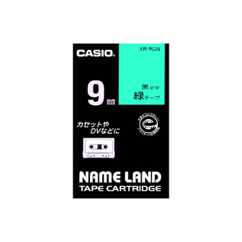 カシオ NAME LAND スタンダードテープ 9mm×8m 緑/黒文字 XR-9GN 1個