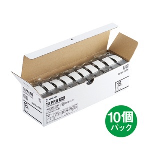 キングジム テプラ PRO テープカートリッジ 18mm 白/黒文字 エコパック SS18K-10PN 1セット(50個:10個×5パック)