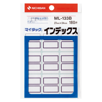 ニチバン マイタック インデックス 紙ラベル 大 27×34mm 青枠 ML-133B 1パック(180片:9片×20シート)