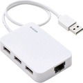 エレコム 有線LANアダプター USB2.0(Type-A) USBハブ機能付 ホワイト RoHS指令準拠(10物質) EDC-FUA2H-W 1個