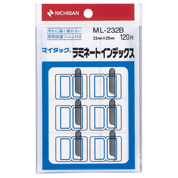 ニチバン マイタック ラミネートインデックス 保護フィルム付 中 23×29mm 青枠 ML-232B 1パック(120片:12片×10シート)