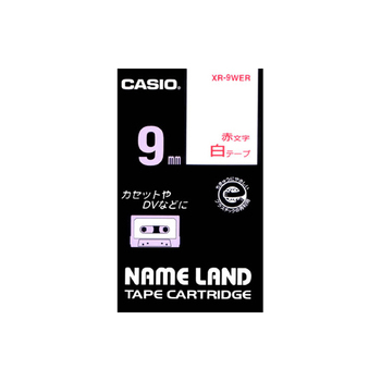 カシオ NAME LAND スタンダードテープ 9mm×8m 白/赤文字 XR-9WER 1個