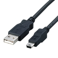 エレコム フェライトコア内蔵USB2.0対応ケーブル (A)オス-mini(B)オス ブラック 0.3m USB-FSM503 1本