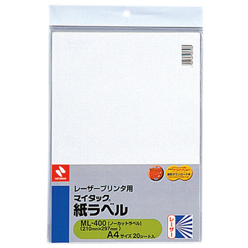 ニチバン レーザープリンタ用 マイタック紙ラベル A4 ノーカット ML-400 1セット(100シート:20シート×5冊)